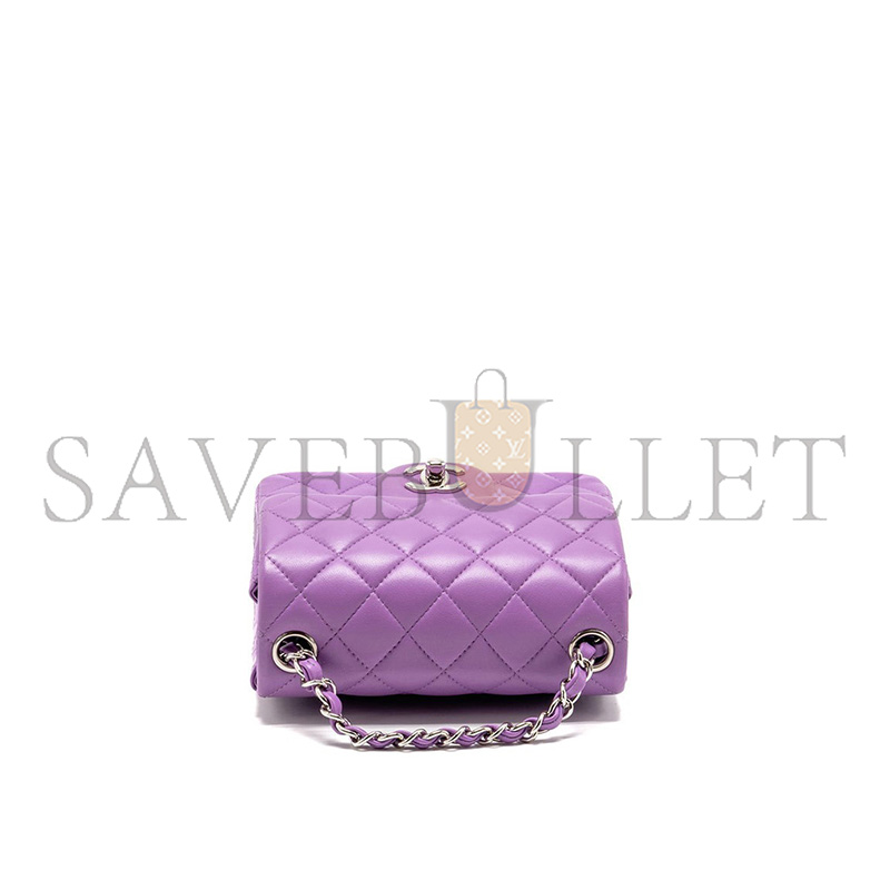 CHANEL MINI SQUARE FLAP BAG LAMBSKIN PURPLE AS1115 (17*13.5*8cm)